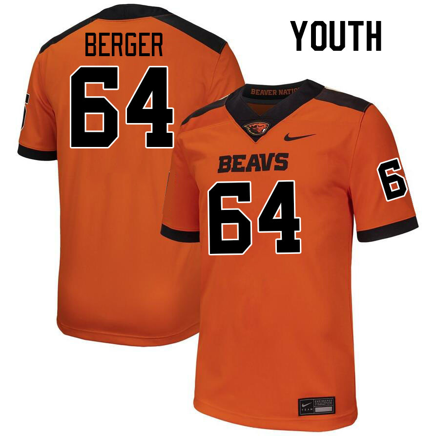 Youth #64 Ryan Berger Oregon State Beavers College Football Jerseys Stitched-Orange